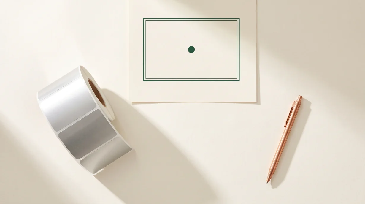 Silver label roll and an approved proof, a job held before printing